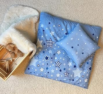 STERNE Baby Bettwäsche Set für Wiege/Kinderwagen/Stubenwagen ? STARS · 2 teilig · Kissenbezug 35x40 + Bettbezug 80x80 cm