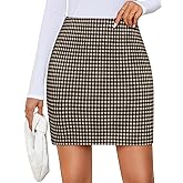 ZESICA Plaid Mini Skirt for Women 2026 Fall Winter High Waist A Line Bodycon Pencil Skirts Trendy