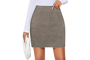ZESICA Plaid Mini Skirt for Women 2025 Fall Winter High Waist A Line Bodycon Pencil Skirts Trendy