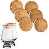Cairn Craft CairnCaps Bamboo Whiskey Glass Lids - Set of 6 Caps for Whisky Tasting Glassware