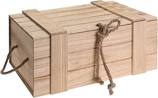 Meinposten Holzkiste mit Deckel Kiste Schatzkiste Schatztruhe Holzkasten Holz braun Truhe mit Deckel (H 11 x B 30 x T 20,5 cm)