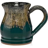 Uncommon Clay 20oz Potbelly Coffee Mug Handmade in the USA (Peacock Green/Gold)