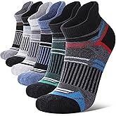 LANLEO Merino Wool Ankle Running Hiking Socks for Women Men Compression Support Thick Cushion No Show Socks 6 Pairs