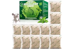 TRIHOOD 12 Pack Powerful Mouse Repellent Pouches for Outdoor Indoor Car House Garden, Natural Peppermint Oil Rat Repellent, Rodent Mice Squirrel Repellent, Spider Skunk Snake Pest Repellent