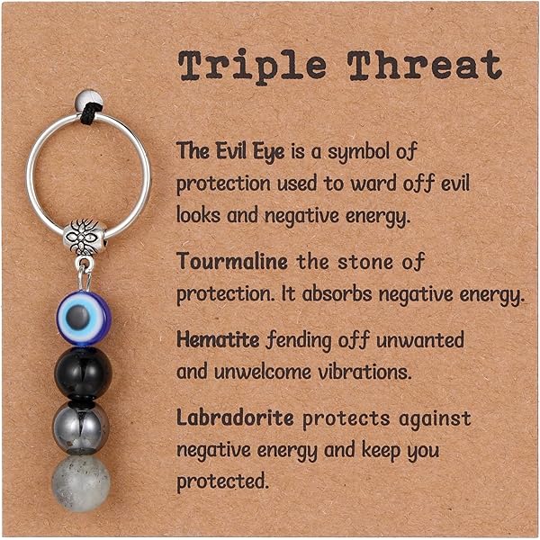 AULSIEY Healing Crystal Evil Eye Keychain - Natural Gemstone Pregnancy Gift For Women
