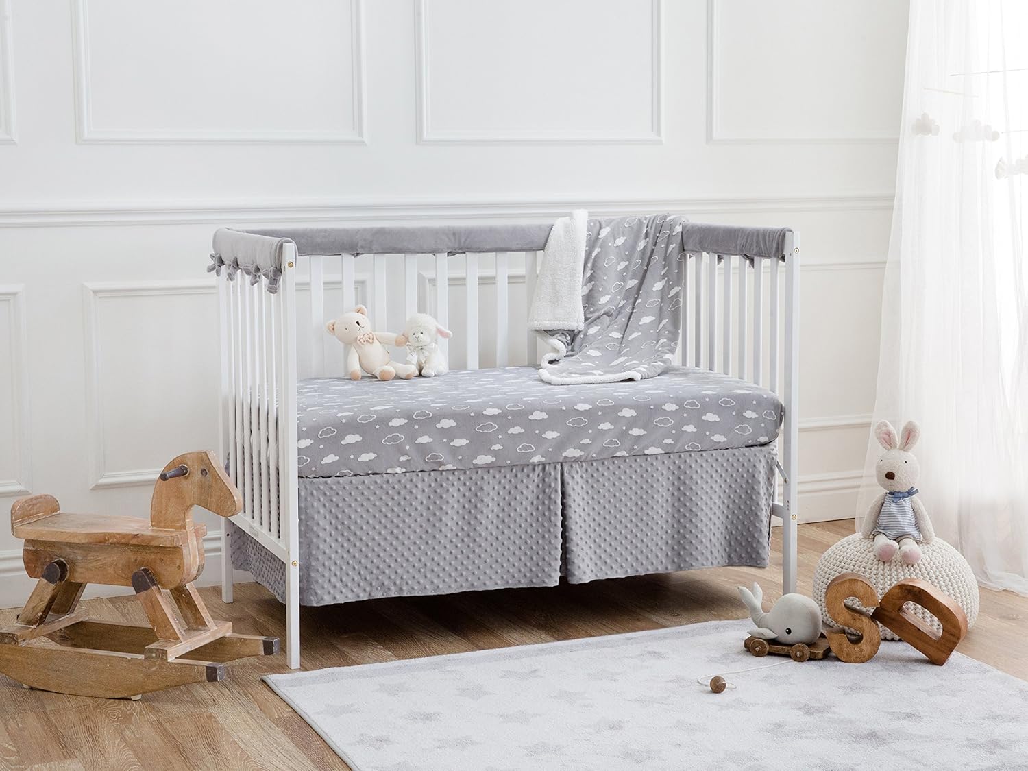 American Baby Company Heavenly Soft Sherpa/Chenille Receiving Blanket, 3D Cloud Grey, 30" x 35", for Boys and Girls : Baby