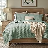 Bedsure Quilts Queen Size - Sage Green Bedspread Queen Size & Lightweight Comforter, Modern & Boho Coverlet with Clover Pattern, Ultra Soft All-Season Bedding, 90 x 96 Inches