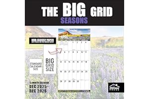 MICASA PRESS The Big Grid - Seasons in Nature 2026 Wall Calendar 12 Month | 12" x 24" Open | Holiday Gift | Jumbo Large Print Calendar 2026