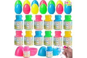 JOYIN 24 Pcs Prefilled Easter Eggs Bubble Wands for Kids Party Favors, Basket Stuffers, Toys Inside for Children Fun, Easter Decorations, Egg Hunt Game, Classroom Prize Supplies Gifts Décor