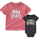 BESDEAR Big sister little brother outfit matching shirts for girls lil bro baby bodysuits