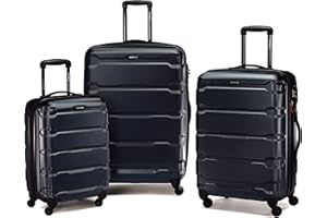Samsonite Omni PC Hardside Expandable Luggage with Spinner Wheels, Navy, 3-Piece Set (20/24/28)