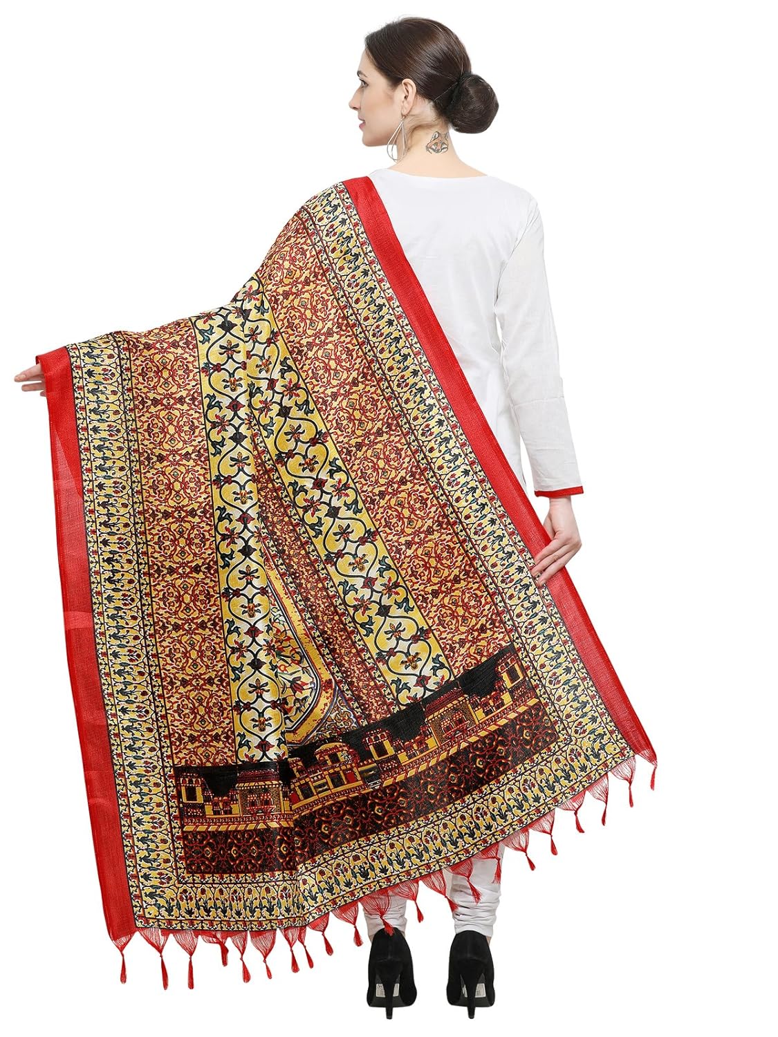 varayu women's art silk floral printed dupatta