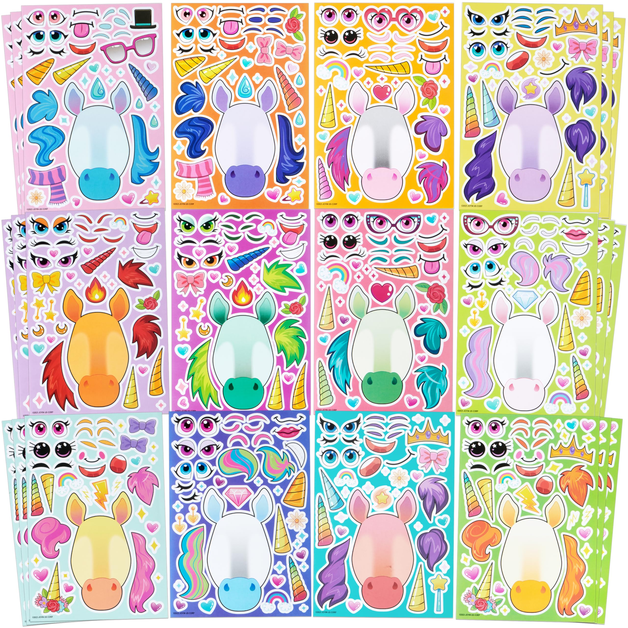 JOYIN 36 PCS Make-a-face Sticker Sheets, Make Your Own Unicorn Fantasy Animal Mix and Match Sticker Sheets for Children, Sticker Faces for Kids, Stickers for Party Bags, Kids Party Favor Supplies — image 1
