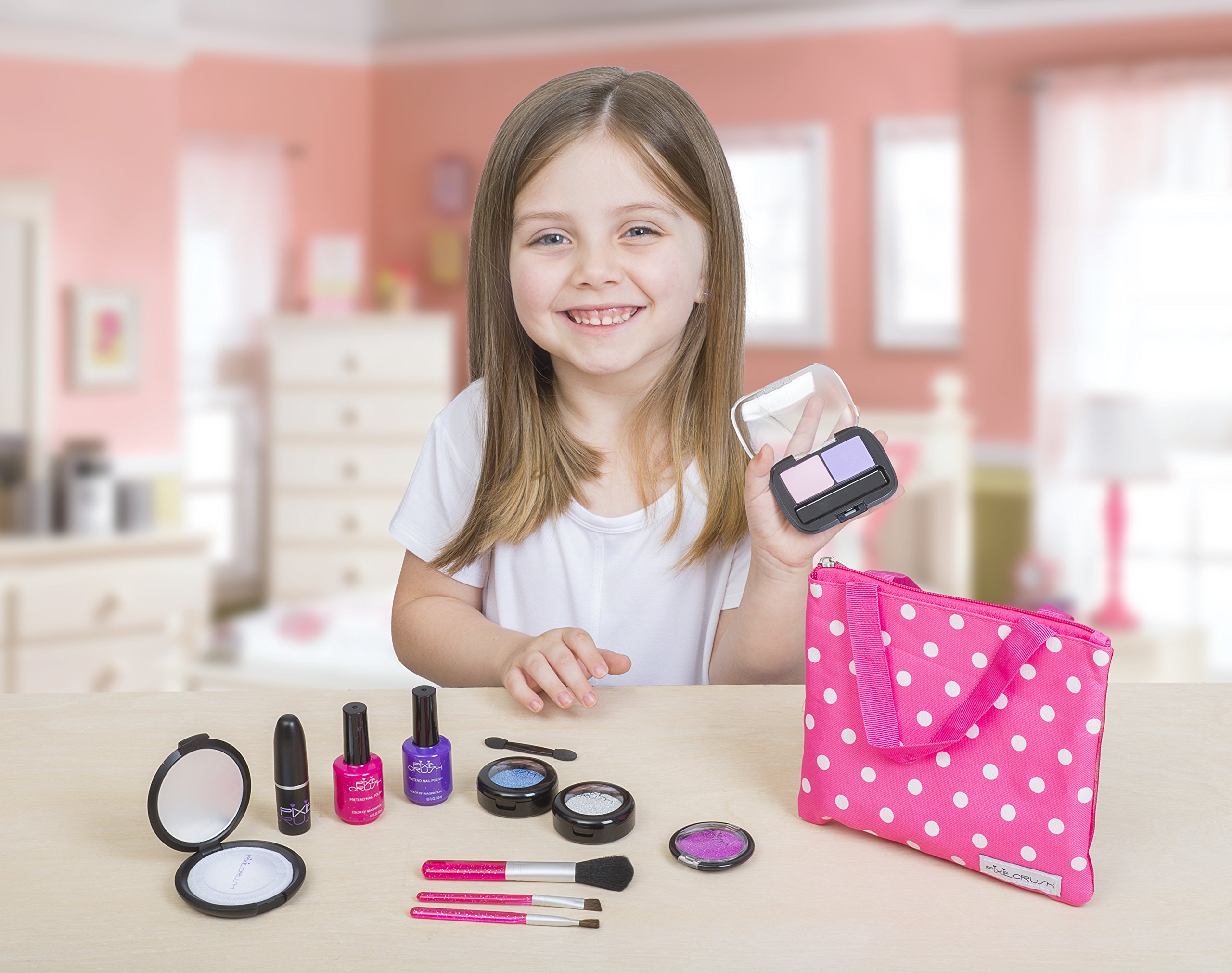 PixieCrush Pretend Play Makeup Kit. Designer Girls Beauty Basics Polka