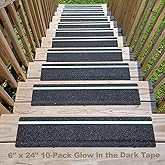 CARGEN Non Slip Grip Tape with Glow in Dark Stripe, High Friction Deck Grip Tape Strips Anti Skid Tape for Steps Outdoor Basement Stair Treads, 6 x 24 Inch, 10-Pack