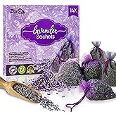 14 Pack Organic Lavender Sachet Bags for Drawers and Closets - Natural Fresh Dried Lavender French Potpourri Bags for Clothes Storage - Scented Sachets for Drawers, Wardrobes, Cars & Home