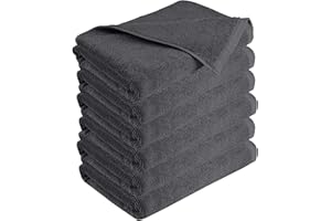 GLAMBURG 100% Cotton 6 Pack Bath Towel Set, Ultra Soft Bath Towels 22x44, Towels for Gym Yoga Pool Spa, Quick Drying & Highly Absorbent - Charcoal Grey