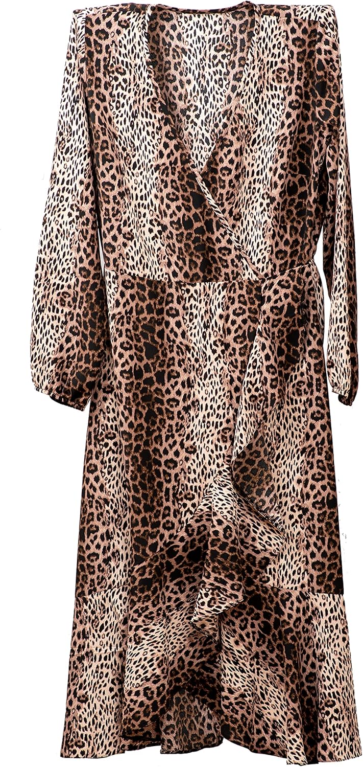 EX Wallis Brun Midikleid mit Leopardenmuster: Amazon.de: Bekleidung