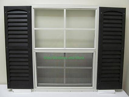 Shed Window With Green Shutters 21 X 27 White Flush Safety Glass Playhouse Window