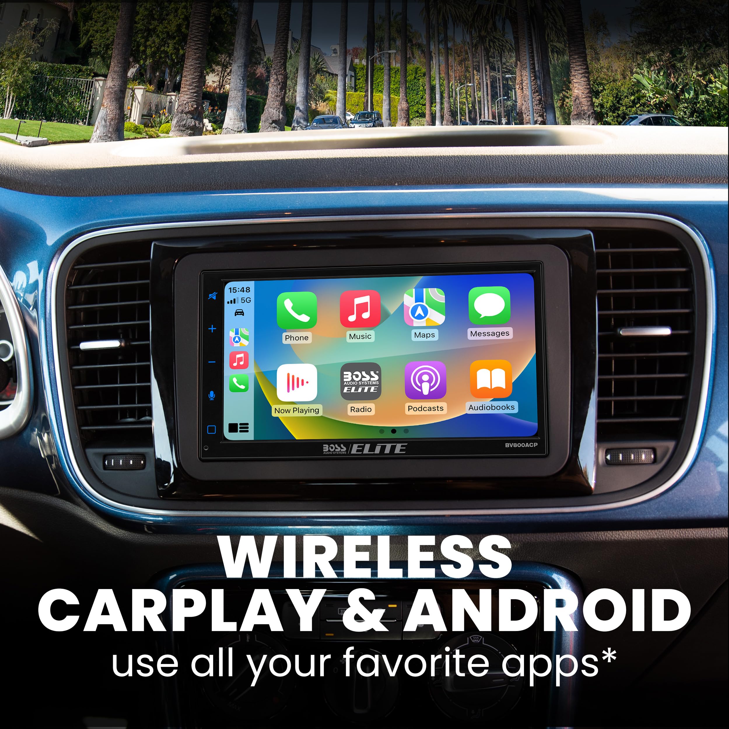 BOSS Audio Systems BV800ACP 6.25-Inch Car Video Receiver, Bluetooth, USB, Android Auto, Apple CarPlay, 3-Year Warranty