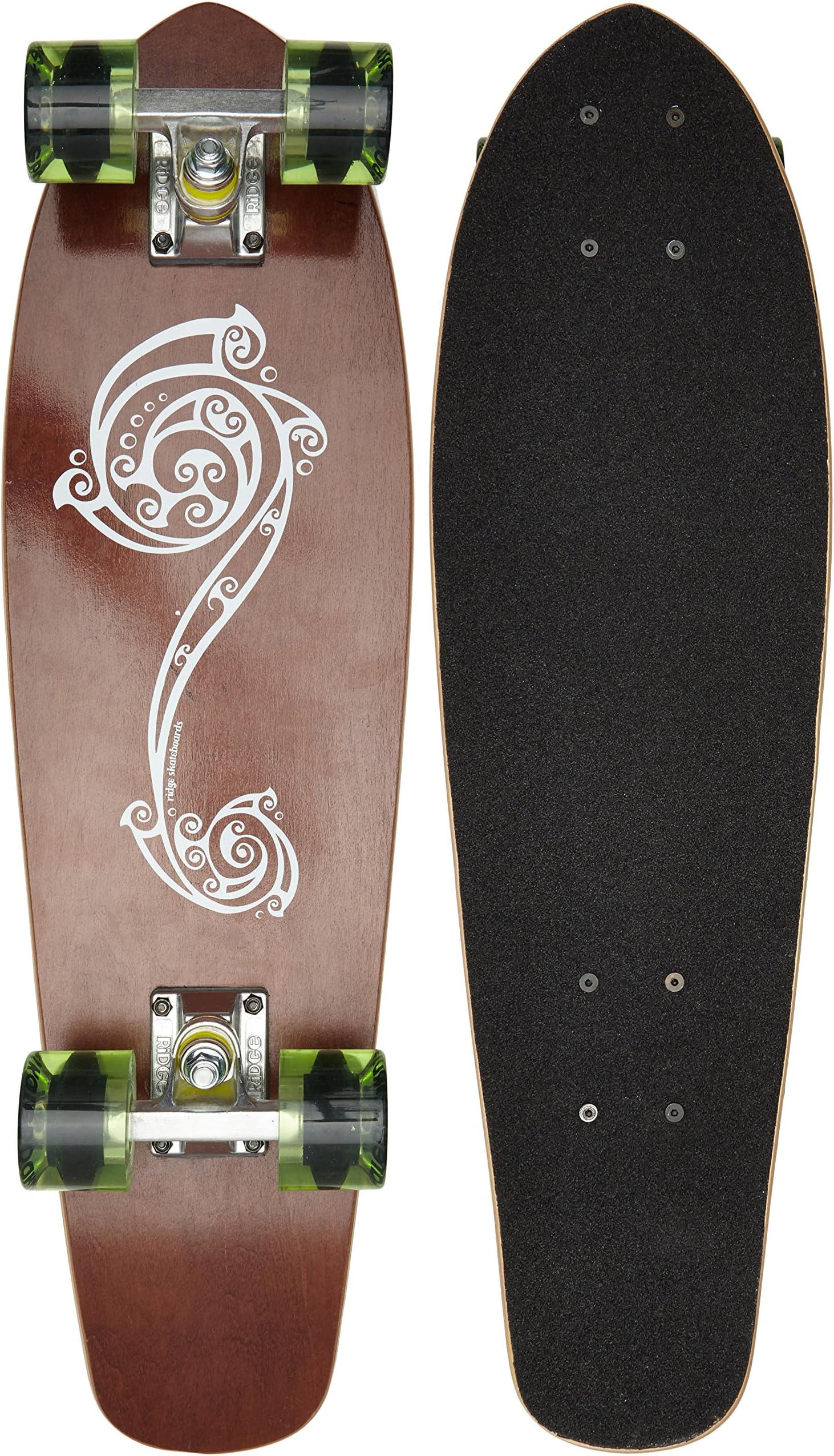 Ridge Skateboads Unisex's Polynesia Skateboard-Clear Green, 27-Inch