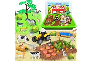 YNYBUSI Sensory Bins Farm Animals Toys for Toddlers,Sensory Toys Play Sand Art Kit with Sandbox & Farm Animals & Tractor Playset,Indoor Outdoor Beach Toys for Boys Girls 3 4 5 6 7 Christmas Birthday Gift