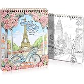 Coloring Book for Adult, 30 Pages Hues of the City, Color Urban Street Scenes, Architecture Building Stores, Fun Coloring Activities for Women Teen, Painting Pages for Relax Stress Relief