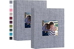 Mublalbum Small Photo Album 4x6 Photos 2 Pack Linen Cover Each Mini Photo Book 26 Pages Holds 52 Vertical 4x6 Pictures for Artwork Postcards or Picture Storage (Gray)