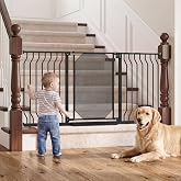 30-62.5" Extra Wide Auto Close Baby Gate for Stairs, Pet Gate Indoor, Black | Fits Up to 62.5", No-Drill Pressure Mount, Walk-Through Easy-Open, 7 Adjustable Width Settings, for Dogs Doorways, 30.5" Tall