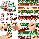 72PCS Football Party Favors - 48PCS Pre-cut Temporary Tattoos & 24PCS Slap Bracelets - American Rugby Themed Birthday Supplies, Decorations, Gifts, Classroom Prizes for Kids, Boys & Cheerleaders