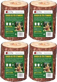 Moritz 4X Schwedenfeuer Baumfackel inkl. Anzünddocht Finnenfackel Gartenfackel Fackel Holz Partyfackel 1,5-2 Stunden Brenndauer 25cm hoch