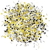 Black Gold Party Table Confetti - Wedding Anniversary Bachelorette Graduation Party Baby Shower Birthday Party Foil Metallic Sequins Sprinkles Confetti Decorations, 60g