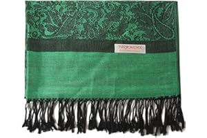 Becolored Paisley Scarf Shawl Jacquard Wrap Stole Two Tones Vintage Soft Lightweight With Fringes Reversible