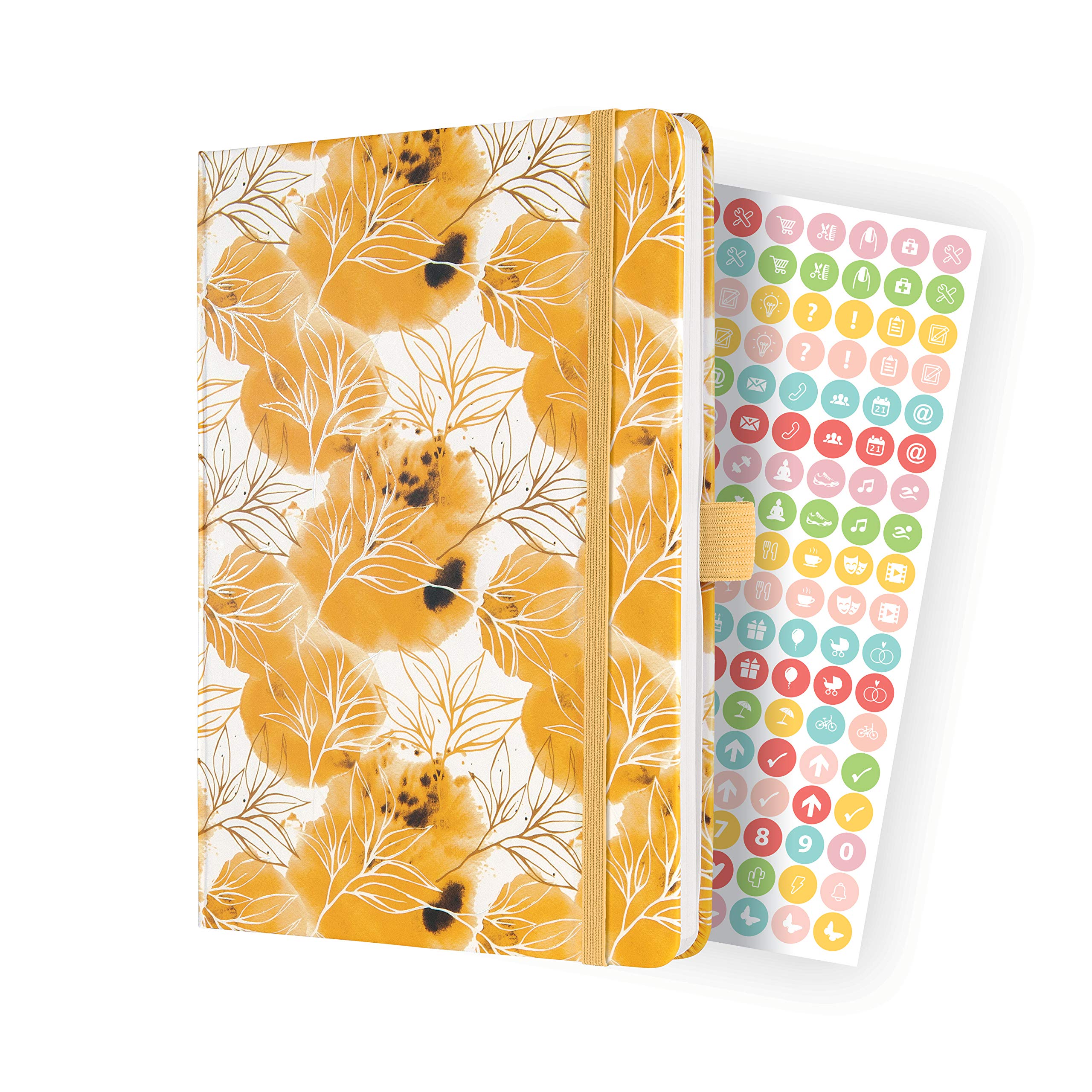 Sigel J2301 Jolie Weekly Planner 2022 - Floral Yellow - 13,5 x 20,3 cm - hardcover - 174 Pages - Yellow, White,