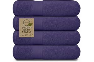 Softolle 100% Cotton Luxury Bath Towels -Towels for Bathroom - Set of 4 Bath Towel (27” x 54”)- Eco-Friendly, Super Soft, Highly Absorbent Bath Towel (Purple)