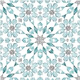 FloorPops Radiance Peel and Stick Floor Tiles, Blue, Geometric Vinyl Floor Tiles, Water Resistant, 12 in x 12 in, Pack of 10