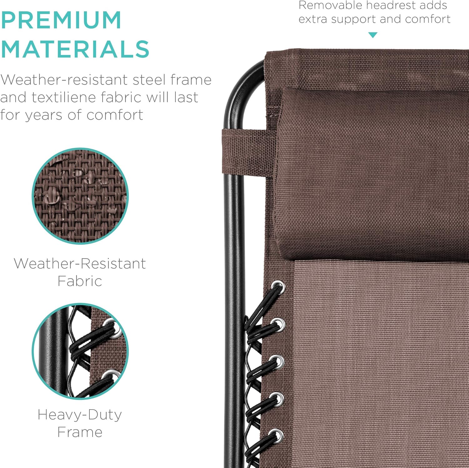 Best Choice Products Set of 2 Adjustable Steel Mesh Zero Gravity Lounge Chair Recliners w/Pillows and Cup Holder Trays, Brown : Garden & Outdoor