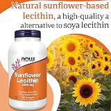 NOW Sunflower Lecithin 1200 mg 200 Softgels Gluten Free Soy Free view 3