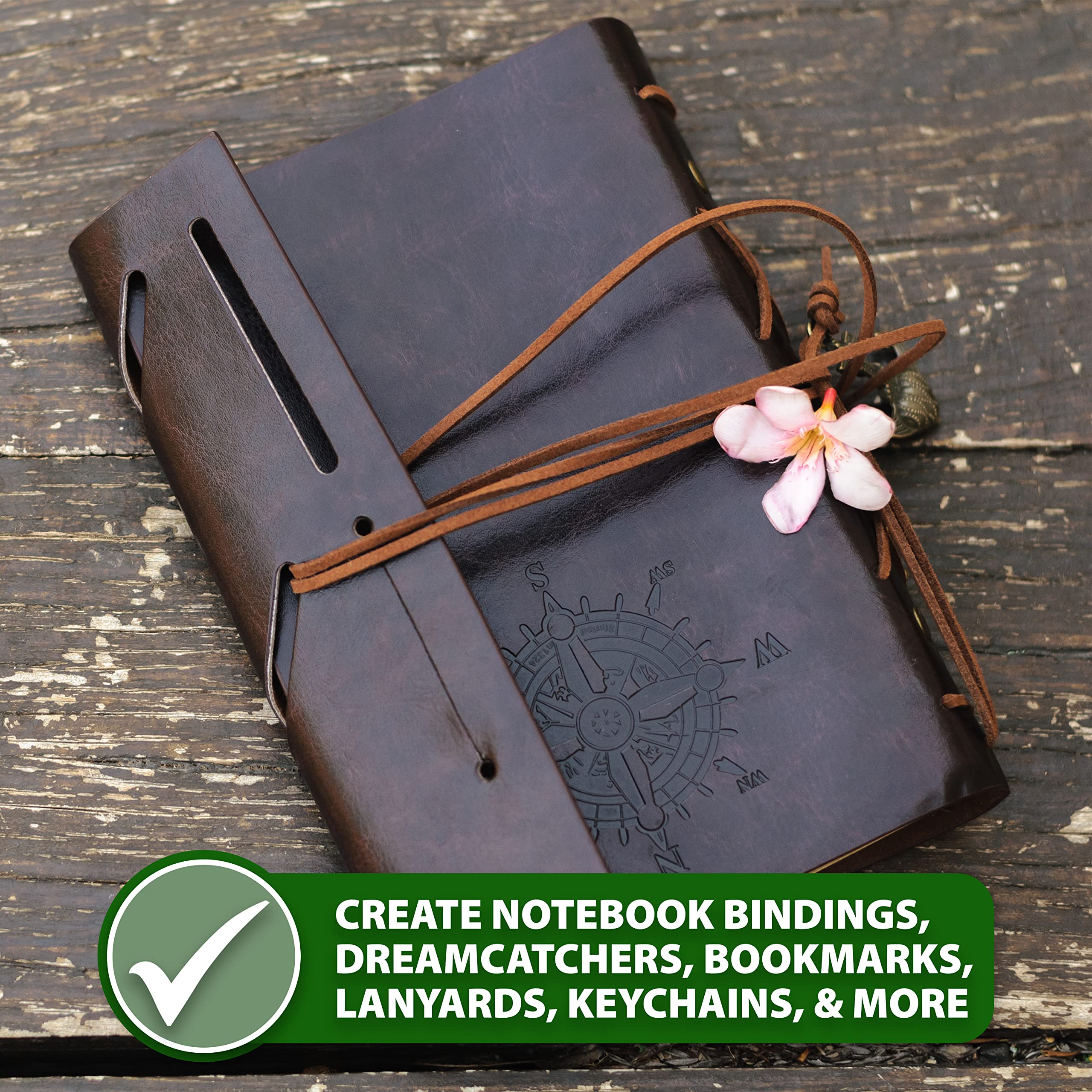 Mandala Crafts Round Cowhide Genuine Black Leather Cord for Jewelry Making Kumihimo Leather Rope Spool - Black Leather String Lace - 20 Yds 1mm Leather Cording