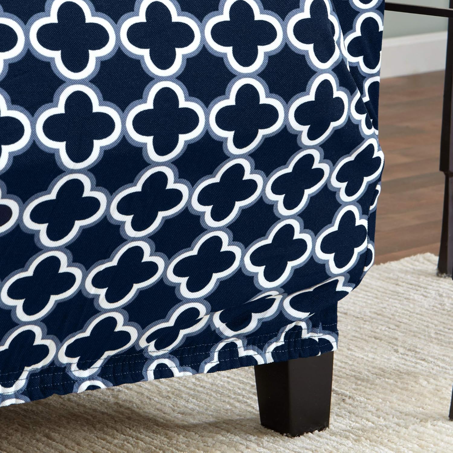 Printed Twill Love Seat Slipcover. One Piece Stretch Loveseat Cover. Strapless Love Seat Cover for Living Room. Fallon Collection Slipcover. (Love Seat, Navy): Kitchen & Dining