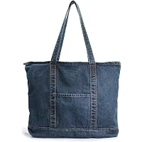Yunzh Denim Canvas Tote Bag - Shoulder Handbag For School, Shopping, Or Travel - View #12