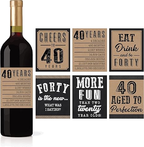 6 40th Birthday Wine Or Beer Bottle Labels Stickers Present 1979