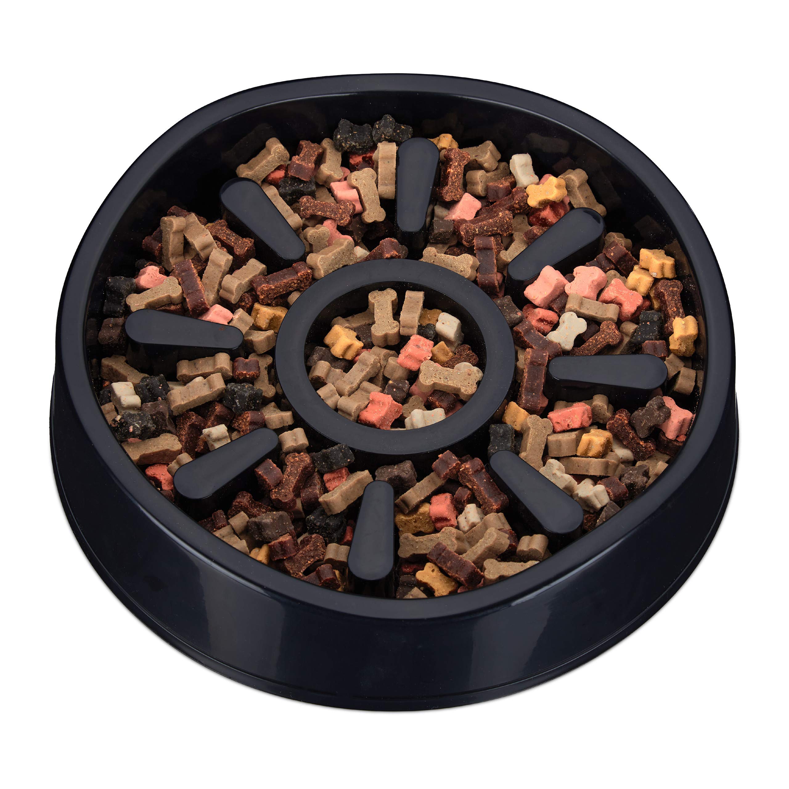 Relaxdays Foraging Feeding Bowl for Slow Eating, Cats & Dogs, Bloat Stop Dish, Dishwasher-Safe, Black