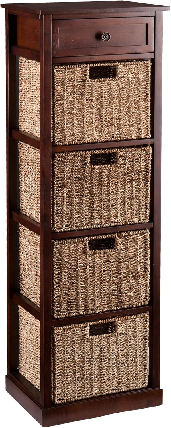 Southern Enterprises Kenton 4-Basket Storage Tower, Brown