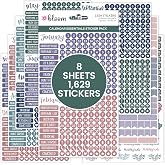 bloom daily planners Calendar Essentials Planner Stickers - Color Coordinating Monthly Headings, Dates, Icons, Etc. - 8 Sheets, 1629 Stickers Per Pack! - Jewel Tones