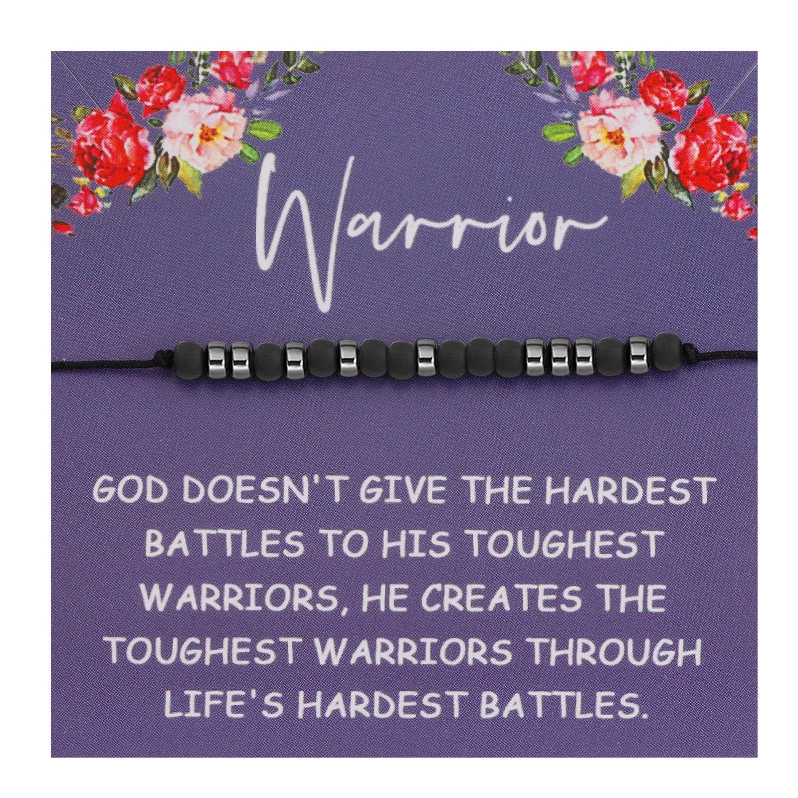 FEELMEM Warrior Gifts Warrior Morse Code Bracelet Friend Encouragement Gift Inspirational Bracelets Uplifting Jewelry for Women Addiction Recovery Survivor Gift (Warrior Morse Code)