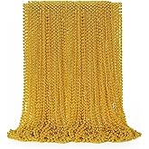 50PCS Mardi Gras Beads, Gold Bead Necklace Stuff, 33" Mardi Gras Christmas Beads Necklace Costume, Festival Parade Throw Accessories for Mardi Gras St Patricks Xmas Wedding Birthday Supplies Decor