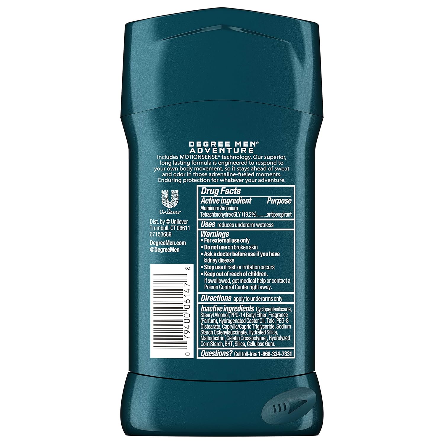 Degree Men 48-hour Antiperspirant Feel Fresh and Stay Dry Adventure with Deodorant to stop Odor and Wetness 2.7 oz -Pack of 4 : Degree Adrenaline : Beauty