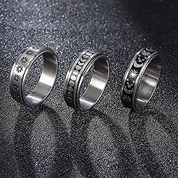 CASSIECA 4 Pcs Stainless Steel Fidget Rings for