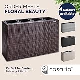 CASARIA Flower Box 4 Inner Pots Poly Rattan Rectangular Planter Brown view 7